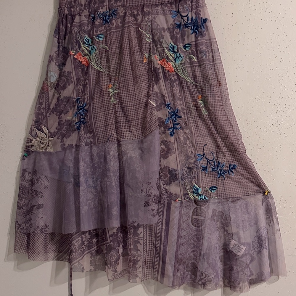 NWT Johnny Was Embroidered Purple Sleeveless Dress Mesh. - Picture 3 of 9
